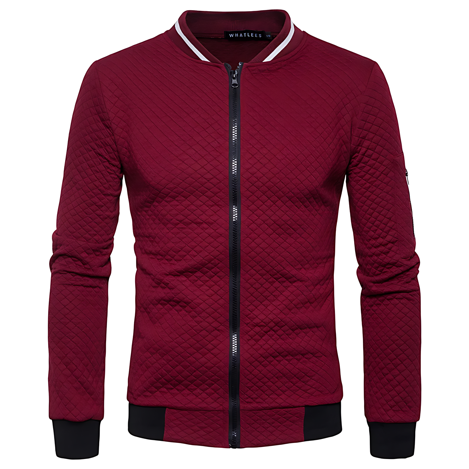 OUTLET Men's Modern Quilted Zip-Up Bomber Jacket with Contrast Trim