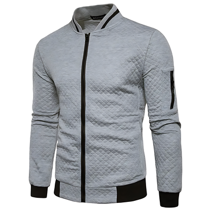 OUTLET  Men's Modern Quilted Zip-Up Bomber Jacket with Contrast Trim