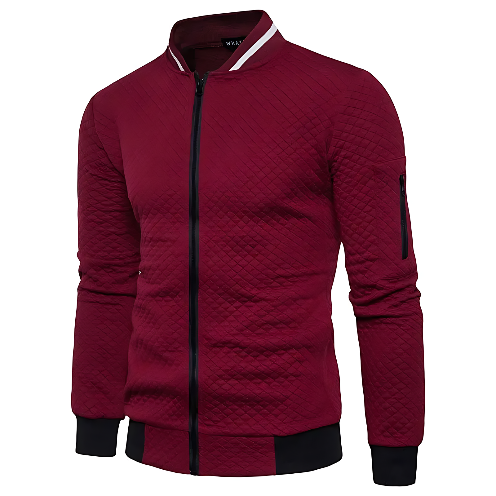 OUTLET  Men's Modern Quilted Zip-Up Bomber Jacket with Contrast Trim