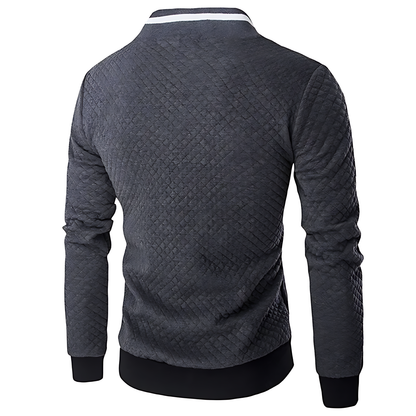 OUTLET  Men's Modern Quilted Zip-Up Bomber Jacket with Contrast Trim
