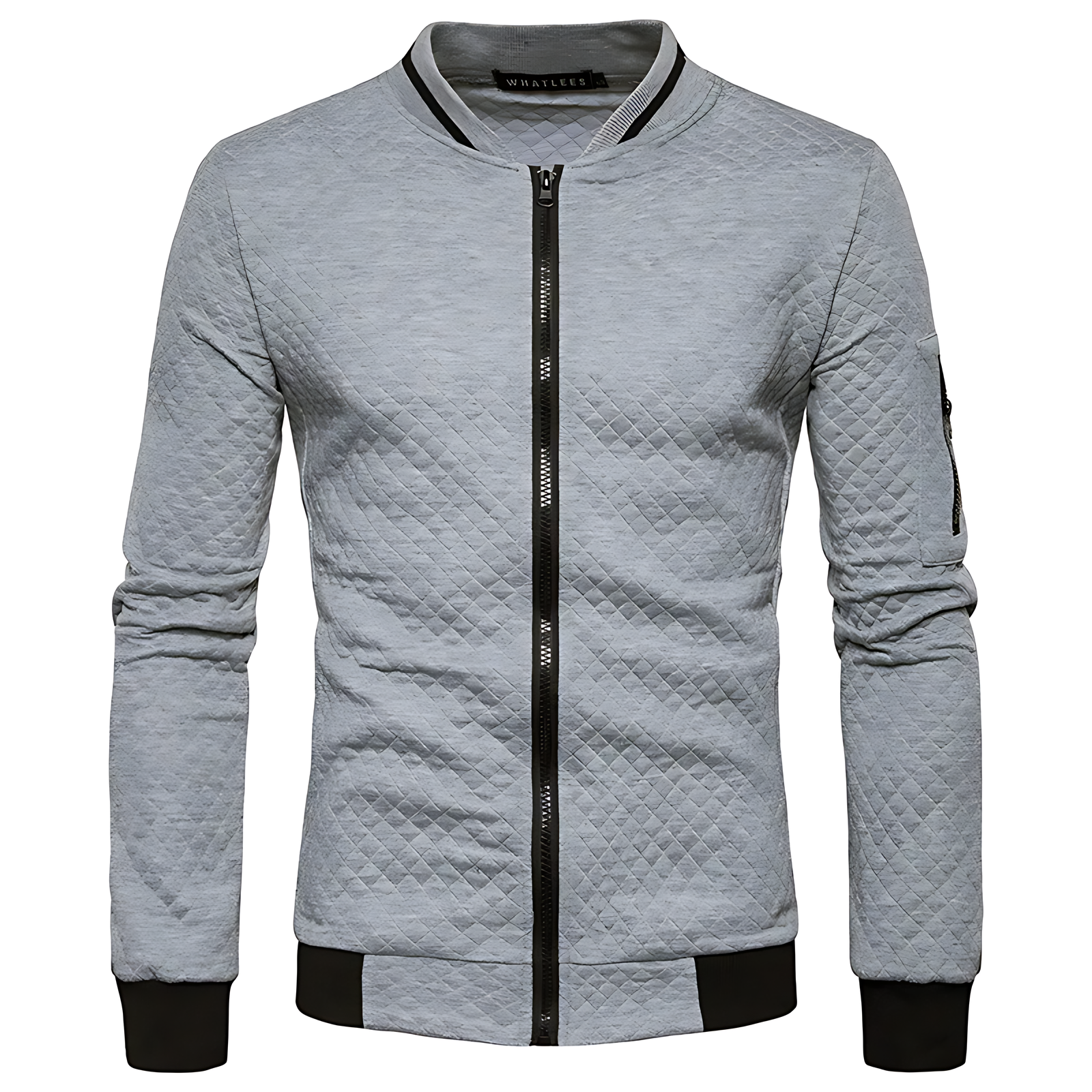 OUTLET  Men's Modern Quilted Zip-Up Bomber Jacket with Contrast Trim