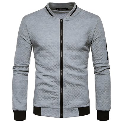 OUTLET  Men's Modern Quilted Zip-Up Bomber Jacket with Contrast Trim